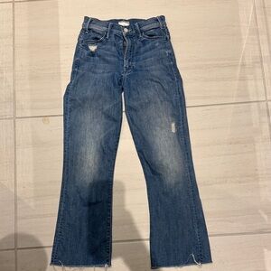 MOTHER the ankle fray. Color is "graffiti girl" Distressed size 24